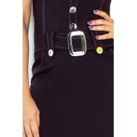 70077 NU Μίνι φόρεμα με κουμπιά και ζώνη - μαύρο