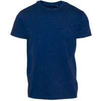 71350-30 Ανδρικό T-shirt λαιμόκοψη με χημική επεξεργασία - μπλέ ρουά