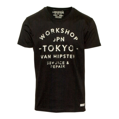 71499-01 Ανδρικό T-shirt με μοντέρνο τύπωμα - Μαύρο